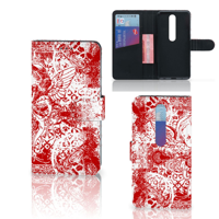 Telefoonhoesje met Naam Nokia 6.1 (2018) Angel Skull Rood - thumbnail