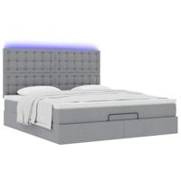 Ottoman bed met matras en LED's 180x200cm stof lichtgrijs - thumbnail
