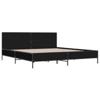 Bedframe bewerkt hout metaal zwart 200x200 cm - thumbnail