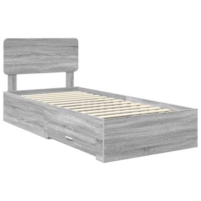 Bedframe met hoofdeinde Grijs Sonoma 90 x 200 cm Bewerkt hout