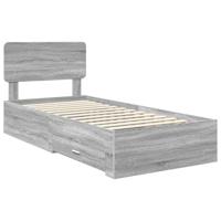 Bedframe met hoofdeinde Grijs Sonoma 90 x 200 cm Bewerkt hout - thumbnail