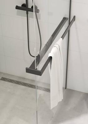 Saqu Modulo inloopdouche incl. antikalk 100x210cm met handdoekhouder mat zwart