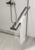 Saqu Modulo inloopdouche incl. antikalk 100x210cm met handdoekhouder mat zwart - thumbnail