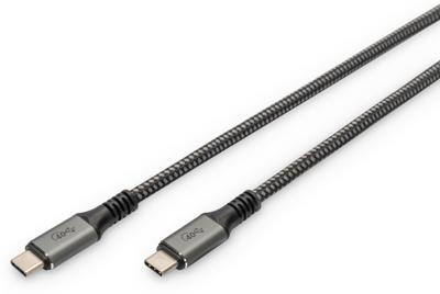 Digitus DB-300443-010-S USB-C-kabel USB 4.0 USB-C stekker 1.00 m Zwart Afscherming gevlochten, Afgeschermd, Scheurbestendig, Rond, 8K UHD