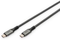 Digitus DB-300443-010-S USB-C-kabel USB 4.0 USB-C stekker 1.00 m Zwart Afscherming gevlochten, Afgeschermd, Scheurbestendig, Rond, 8K UHD - thumbnail