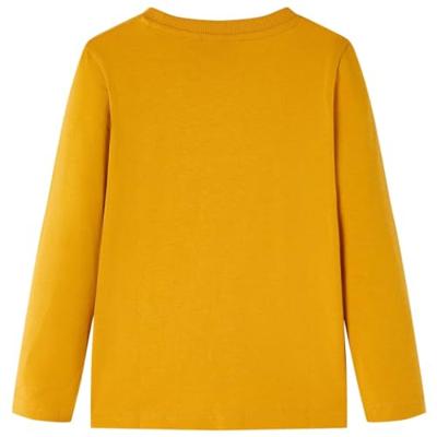 Kindershirt met lange mouwen 92 okerkleurig