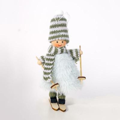2 PC'S kerst wol pluche ski Girl pop ornament (groen)