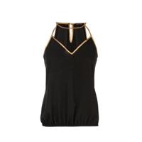 Morgan haltertop met contrastbies zwart/goud - thumbnail