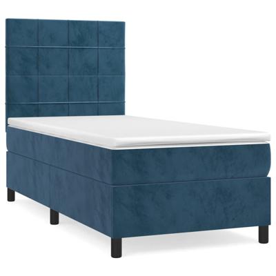 Boxspring met matras fluweel donkerblauw 80x200 cm