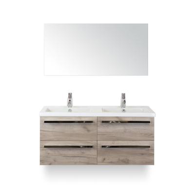 Seville Badmeubelset 120 cm - 4 laden Craft Oak - Wastafel Djazz Dubbel - met Spiegel