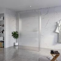 Fortifura Galeria Vrijstaande Inloopdouche - 120x200cm - Helder geribbeld - antikalk - 8mm veiligheidsglas - 2 zijwanden 40cm - wandsteunen en hoekprofielen - Geborsteld RVS PVD (RVS) SW927769 2x/SW797953/SW797948 2x/SW798730 2x - thumbnail