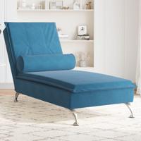 Massage chaise longue met bolster fluweel blauw - thumbnail