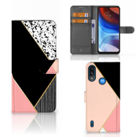 Motorola Moto E7i Power | E7 Power | Book Case | Zwart Roze Vormen - thumbnail