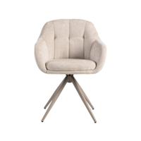 LABEL51 Eetkamerstoel Esma - Naturel - Elite - Taupe Metalen Frame - thumbnail