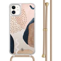 iPhone 11 hoesje met beige koord - Abstract dots - thumbnail