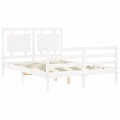 Bedframe met hoofdbord massief hout wit