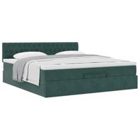 Ottoman bed met matras 180x200 cm fluweel donkergroen - thumbnail