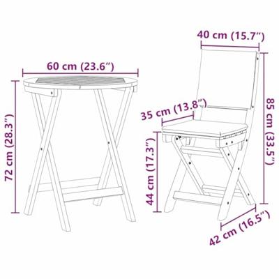 Bistroset 3 pcs Bruin Massief acaciahout