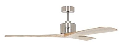 CasaFan MACAU 132 BN-NT Flügel natur mit Fernbedienung Plafondventilator 39 W (Ø x h) 132 cm x 350 mm Chroom (geborsteld) Met afstandsbediening, Met wintermodus