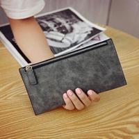 Dames lange portemonnee eenvoudige stijl Coin Purse lederen dunne portefeuilles (donkergrijs) - thumbnail