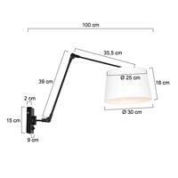 Steinhauer Verstelbare wand schemerlampPrestige Chic 50cm linnen wit met zwart - 8187ZW - thumbnail
