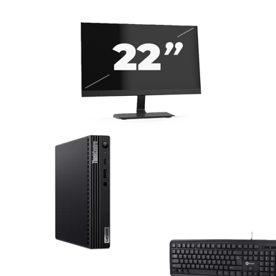 Lenovo ThinkCentre M70q USFF - Intel Core i5-10e Generatie - 8GB RAM - 256GB SSD - Windows 11 + 1x 22 inch Monitor