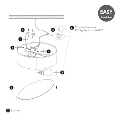 Moderne Plafondlamp - Cilinder - Stoffen Lampenkap - Zwart - Minimalistische stijl - ø32 x 12 cm - E27 fitting - Voor slaapkamers en woonkamers