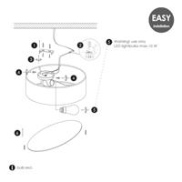 Moderne Plafondlamp - Cilinder - Stoffen Lampenkap - Zwart - Minimalistische stijl - ø32 x 12 cm - E27 fitting - Voor slaapkamers en woonkamers - thumbnail