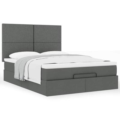 Ottoman bed met matras 140x200cm stof donkergrijs