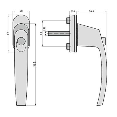 Basi 7554-0010 Venstergreep met drukknopbeveiliging Zilver Basi 7554-0010 Venstergreep met drukknopbeveiliging Zilver
