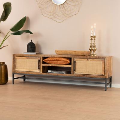 RENEW TV-meubel 'Carini' Hout en Webbing, 160cm, kleur Naturel