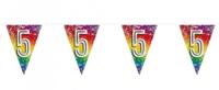 Vlaggenlijn cijfer 5 regenboog met sterren - thumbnail