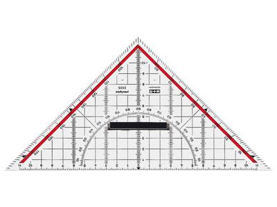 M+R geodriehoek, ft 32 cm, met handvat