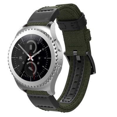 Canvas en lederen polsband horlogeband voor Samsung Gear S2/Galaxy actieve 42mm polsband grootte: 135 + 96mm (Army Green) Canvas en lederen polsband horlogeband voor Samsung Gear S2/Galaxy actieve 42mm polsband grootte: 135 + 96mm (Army Green)