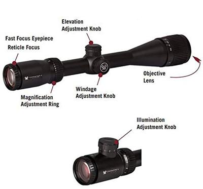 Vortex Crossfire II 3-9x40 Rifle Scope, V-Brite Dradenkruis (MOA)