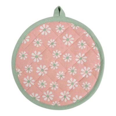 Daisy Flowers Pannenlap Onderzetter Rond Roze 20cm