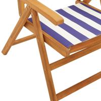 Tuinstoelen 8 st verstelbaar massief hout en stof blauw en wit - thumbnail