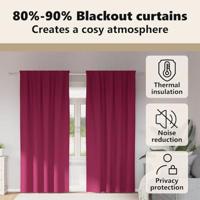 VidaXL Zwart-out gordijnen met ringen 2 pcs wijnrood 225 x 140 cm - thumbnail