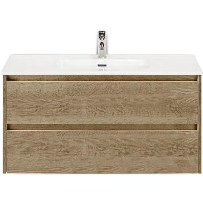 Dante Badmeubelset 100 cm - Natuur Eiken - Keramische Wastafel Wit Cover