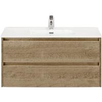 Dante Badmeubelset 100 cm - Natuur Eiken - Keramische Wastafel Wit Cover - thumbnail