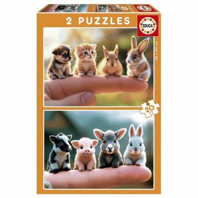 Puzzel 2 x 20 stukjes baby dieren EDUCA meerkleurig Puzzel 2 x 20 stukjes baby dieren EDUCA meerkleurig