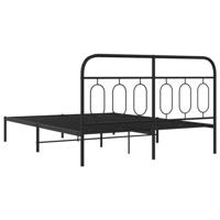 Bedframe met hoofdbord metaal zwart 150x200 cm - thumbnail