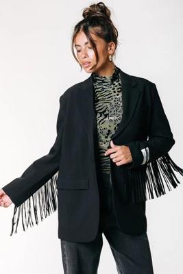 Colourful Rebel | Jesra Fringe Blazer | Black