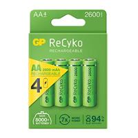 GP ReCyko + Paco 4 oplaadbare 2600 serie AA batterijen, NiMH, min. 2600 mAh 120.270AAHC-C4 Cranberry 4 x AA - thumbnail