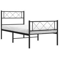 Bedframe met hoofd- en voeteneinde metaal zwart 107x203 cm - thumbnail