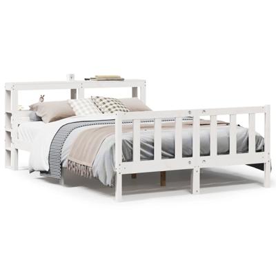Bedframe zonder matras massief grenenhout wit 150x200 cm