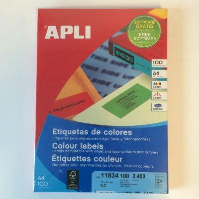 Apli laser A4 etiketten 70x37mm geel