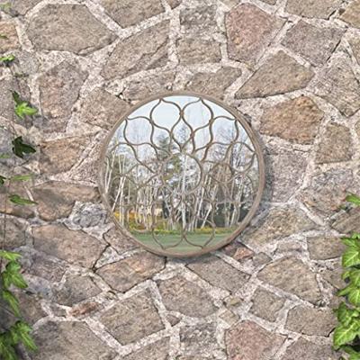 VidaXL Tuinspiegel rond 60x3 cm ijzer zandkleurig VidaXL Tuinspiegel rond 60x3 cm ijzer zandkleurig