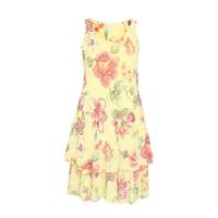 Paprika gebloemde A-lijn jurk lichtgeel/oudroze/groen - thumbnail