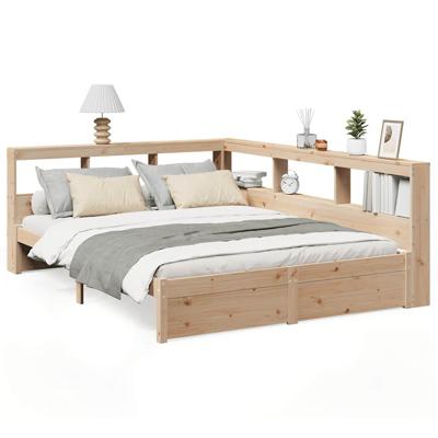 Bed met boekenkast zonder matras massief grenenhout 140x200 cm - thumbnail